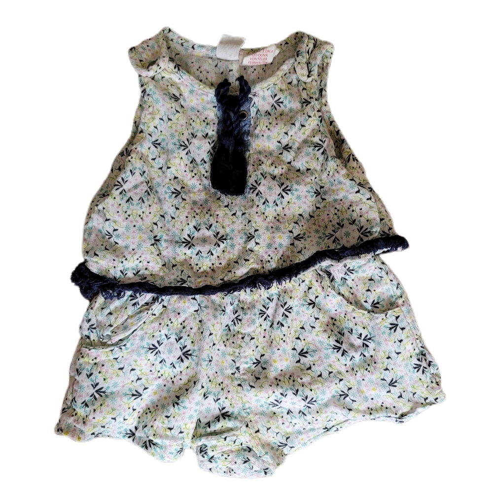 Artisan NY Romper 18 Months White Floral Sleeveless Ruffle